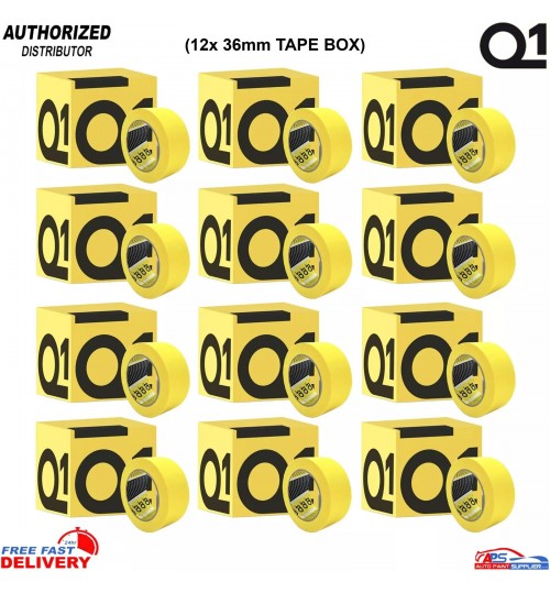 12 x BOXES Q1 Premium Masking Tape 36mm (288 Rolls) – High Quality & Durable